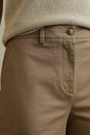 Reiss Dark Camel Eva Cotton Blend Wide Leg Trousers - Image 4 of 6