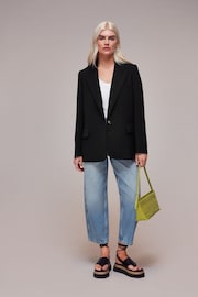 Whistles Black Petite Boyfriend Crepe Blazer - Image 4 of 5