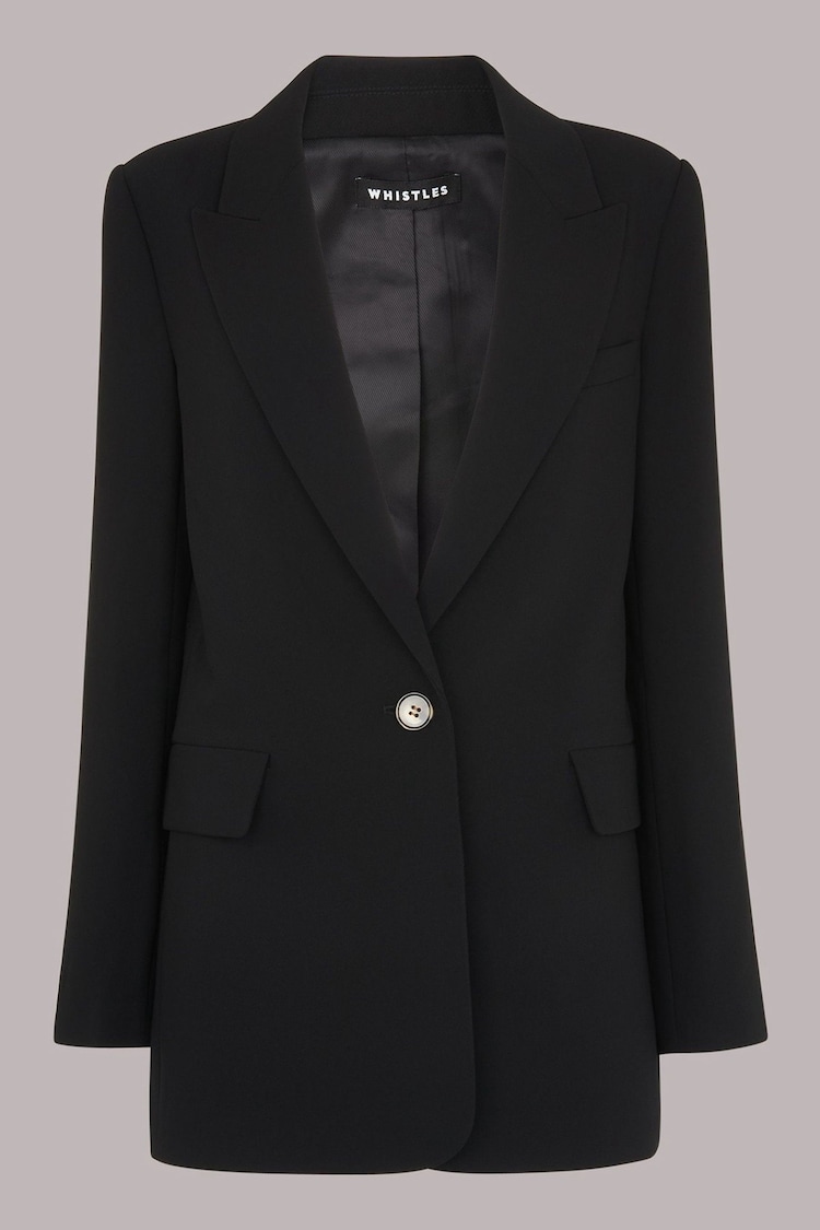 Whistles Black Petite Boyfriend Crepe Blazer - Image 5 of 5