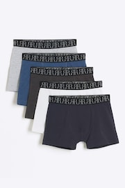 River Island Blue Boys Marl Boxers 5 Pack - Image 1 of 2