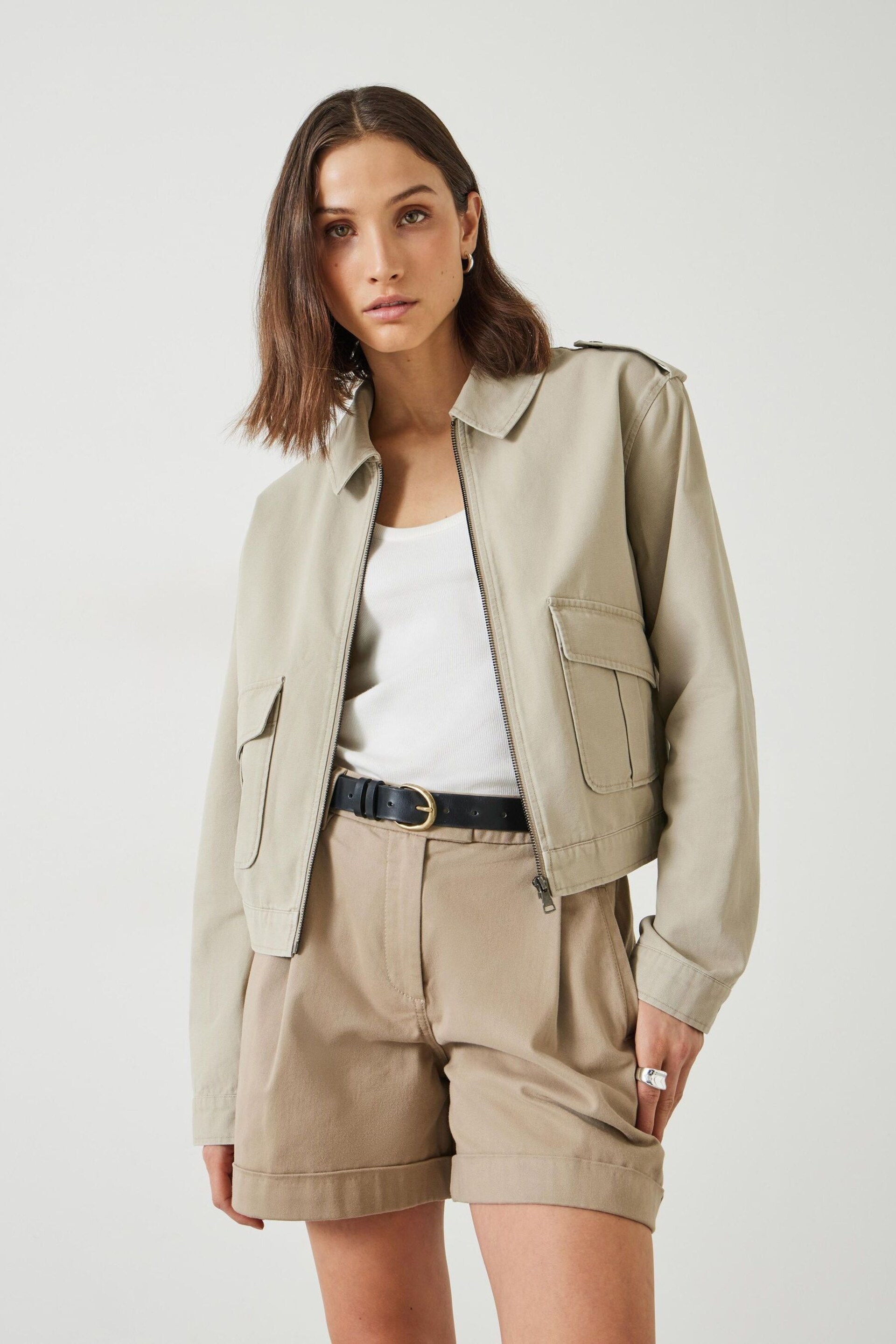 Hush Nude Laurie Zip Up Utility Jacket - Image 1 of 2