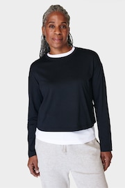 Sweaty Betty Black Essential Crop Long Sleeve T-Shirt - Image 1 of 7