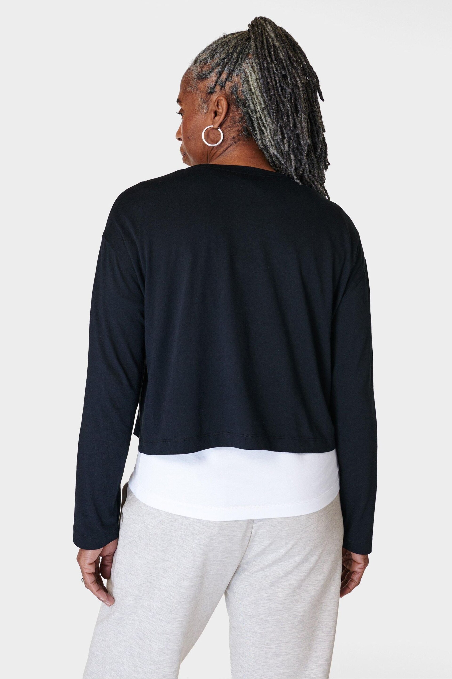 Sweaty Betty Black Essential Crop Long Sleeve T-Shirt - Image 2 of 7