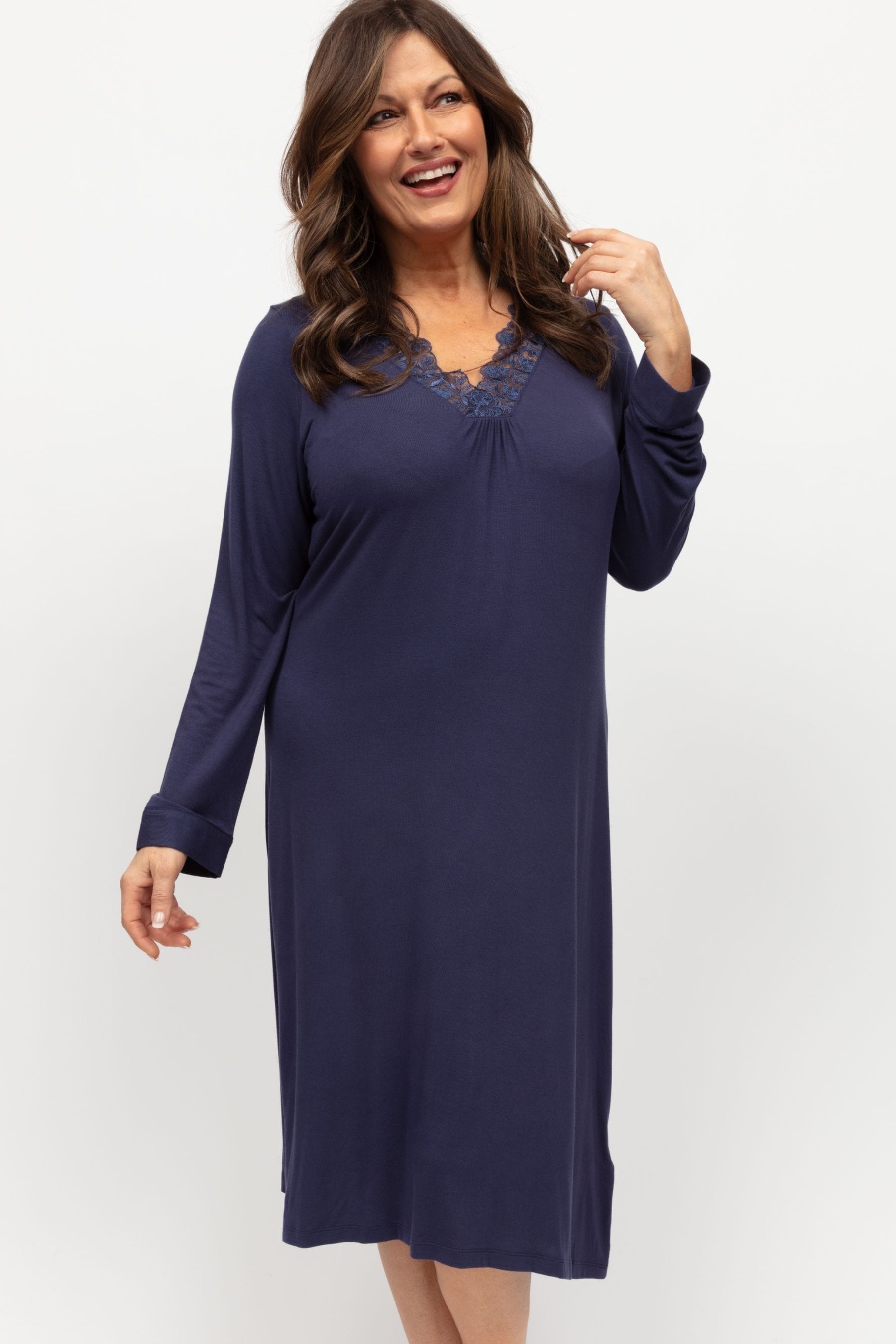Buy Nora Rose Blue Jersey Long Sleeve Short Nightdress from the Next UK online shop