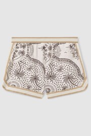 Reiss Champagne/Brown Bandana Baller Reiss | Ché Printed Elasticated Waist Swim Shorts - Image 3 of 5