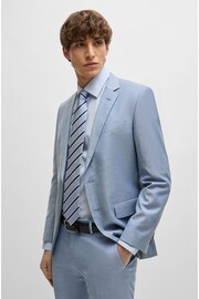 BOSS Blue Slim-Fit Shirt In Striped Easy-Iron Stretch Cotton - Image 4 of 6