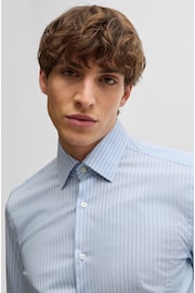 BOSS Blue Slim-Fit Shirt In Striped Easy-Iron Stretch Cotton - Image 5 of 6