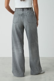 Grey Rigid Wide Leg 100% Cotton Jeans - Image 3 of 5