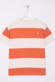 FatFace Orange Bold Stripe Jersey T-Shirt - Image 5 of 6