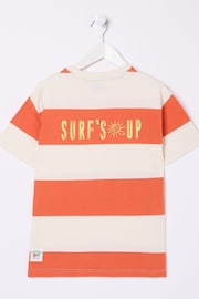 FatFace Orange Bold Stripe Jersey T-Shirt - Image 6 of 6