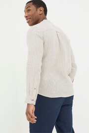 FatFace Natural Grandad Stripe Linen Shirt - Image 2 of 4