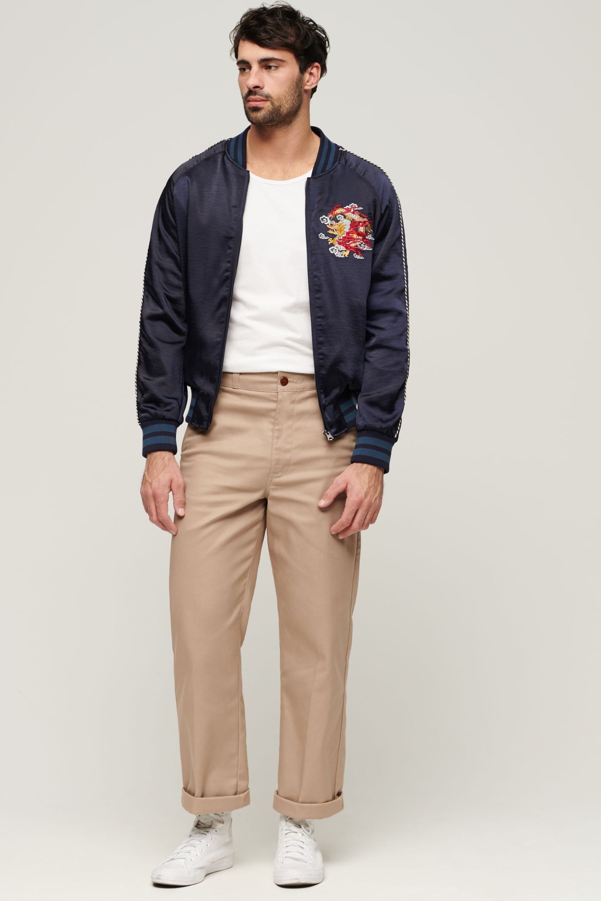 Superdry Blue Sukajan Embroidered Bomber Jacket - Image 3 of 3