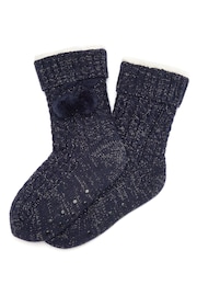 Pour Moi Navy Blue Cosy Cable Knit Socks - Image 3 of 4