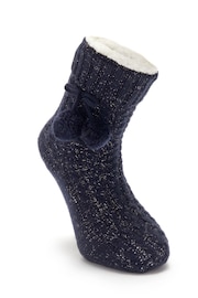 Pour Moi Navy Blue Cosy Cable Knit Socks - Image 4 of 4