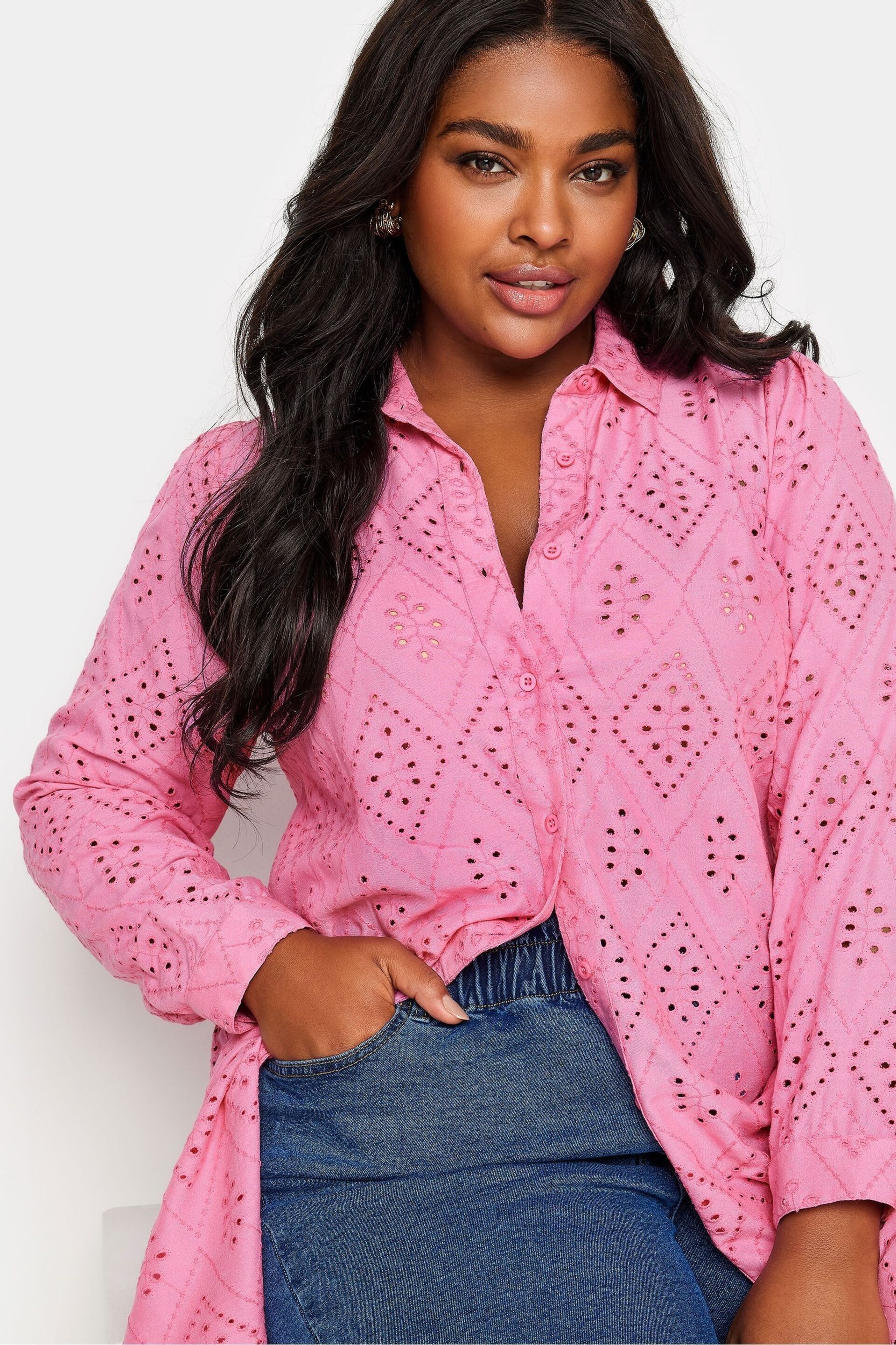 Yours Curve Pink Anglaise Shirt - Image 4 of 5