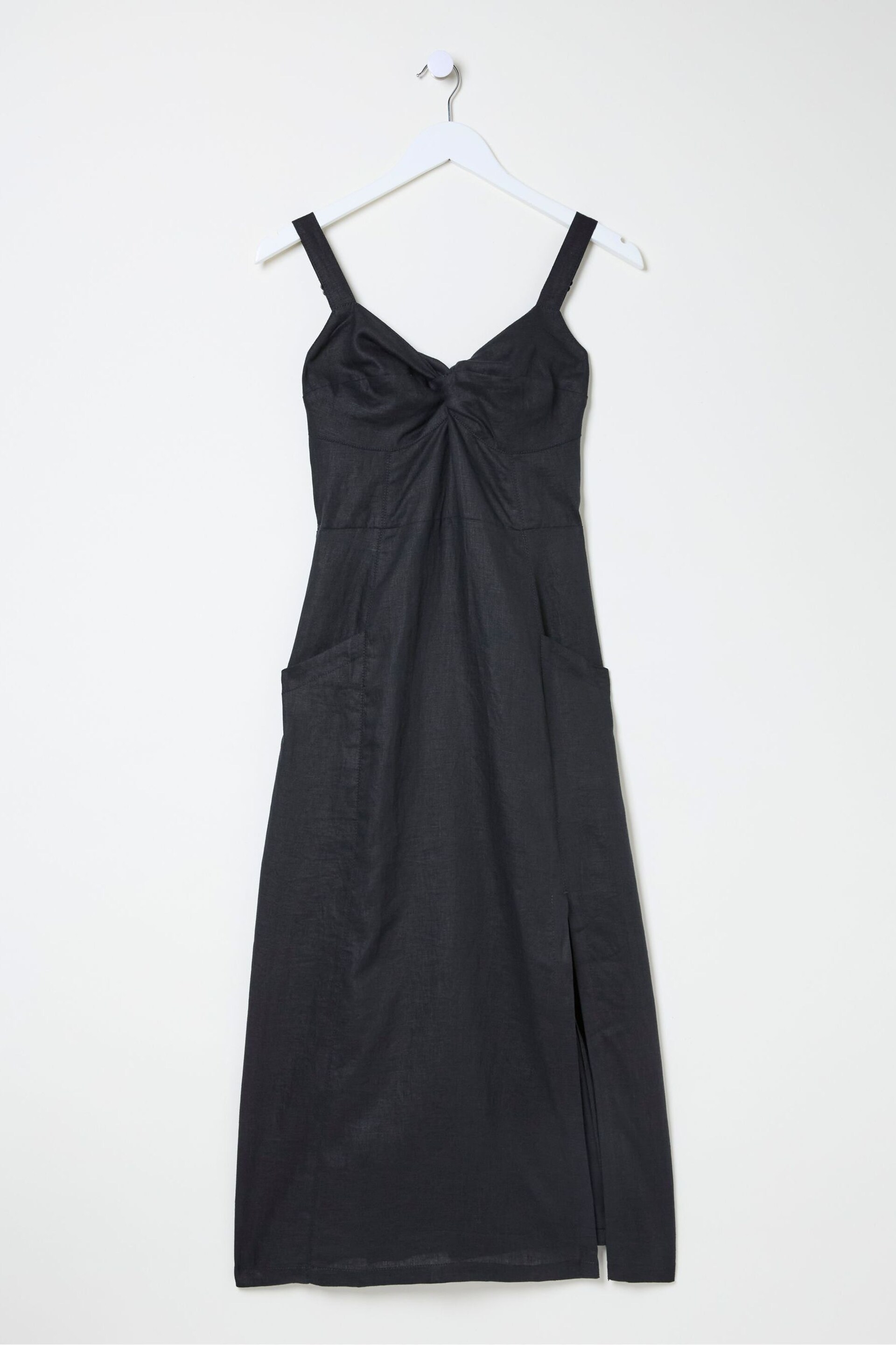 FatFace Black Talia Linen Midi Dress - Image 6 of 6