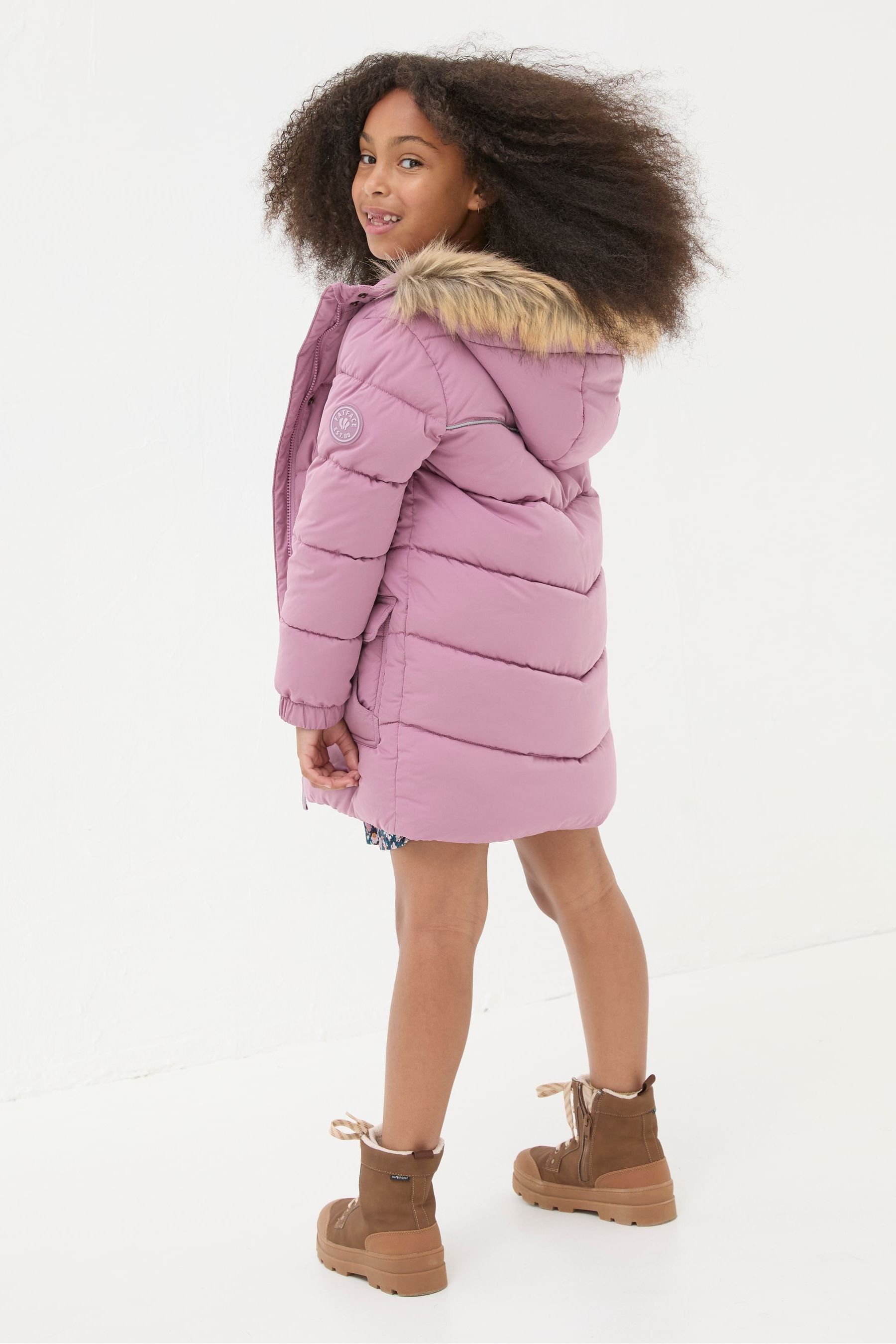 Buy FatFace Lily Dusky Purple Waterproof Longline Padded Coat from the Next UK online shop