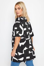 Yours Curve Black Abstract Print Angel Sleeve Top - Image 3 of 4