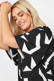 Yours Curve Black Abstract Print Angel Sleeve Top - Image 4 of 4