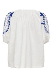 JDY White Embroidered Puff Sleeve Cheesecloth Blouse - Image 4 of 4