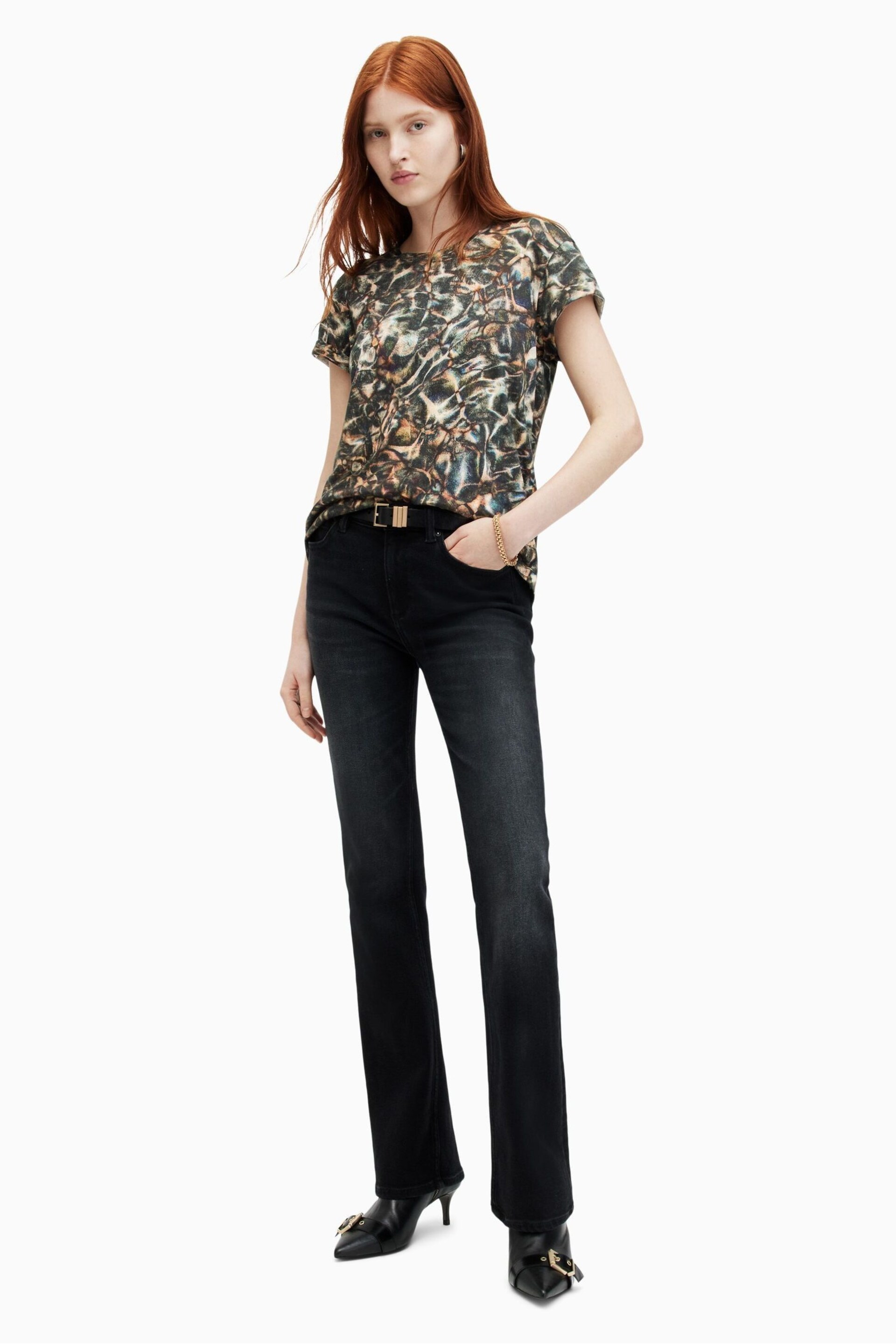 AllSaints Animal Print Caladesi Anna T-Shirt - Image 1 of 6