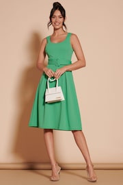 Jolie Moi Green 1950's Inspired Belted Swing Dress - Image 4 of 6