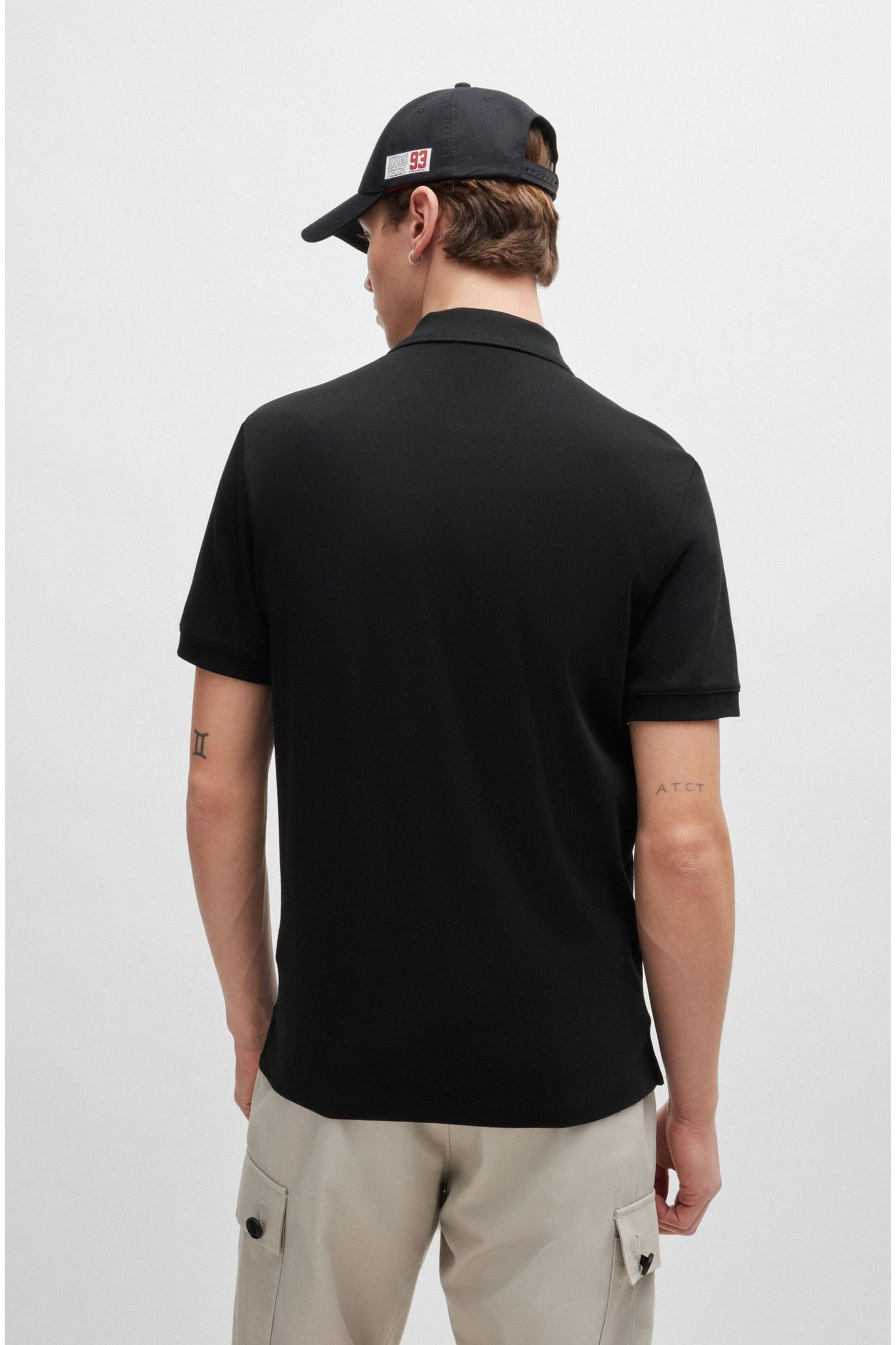 HUGO Zip Neck Contrast Detail Polo Shirt - Image 4 of 5