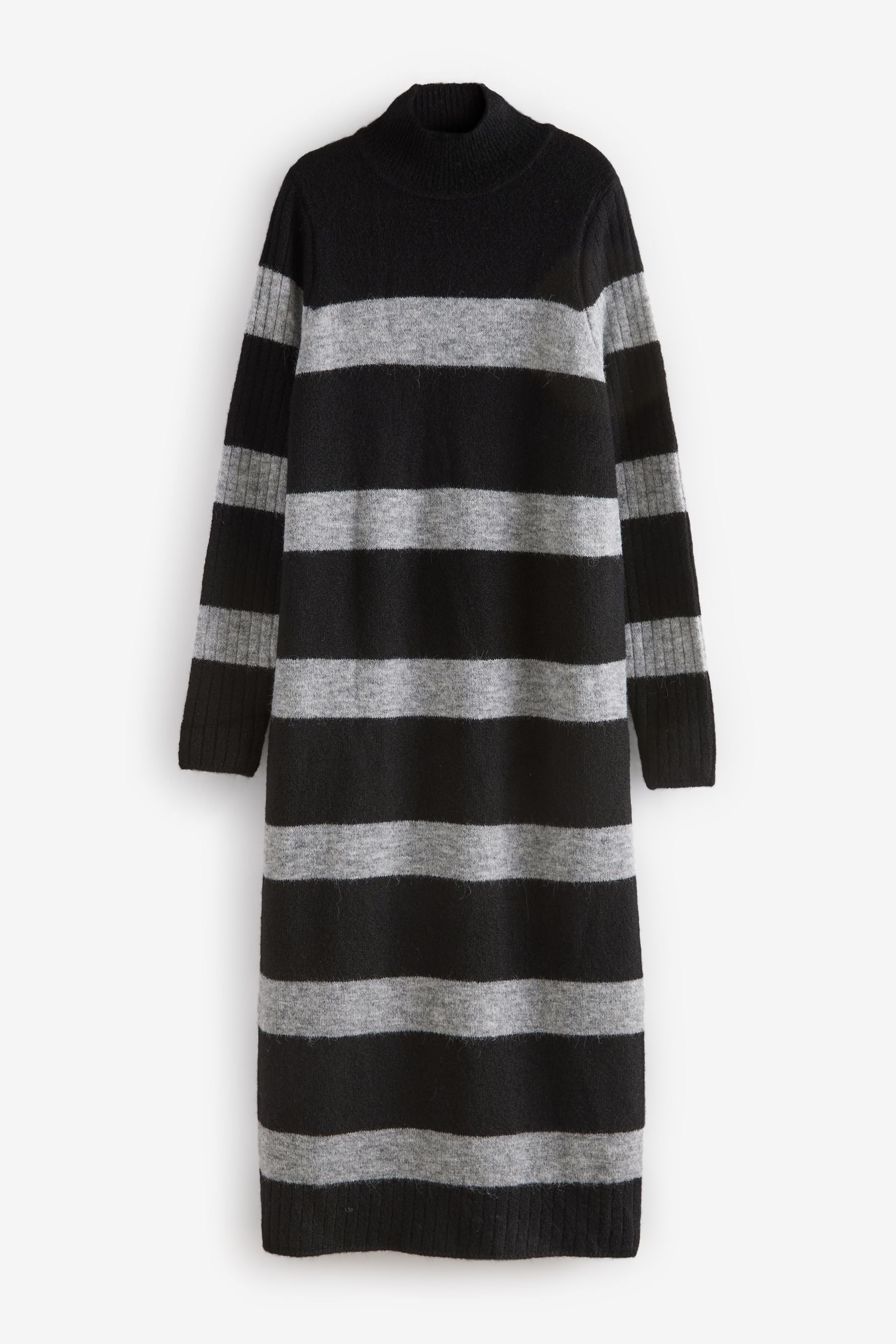 Buy Black Grey Stripe High Neck Long Sleeve Maxi Knitted Jumper Dress from Next Canada