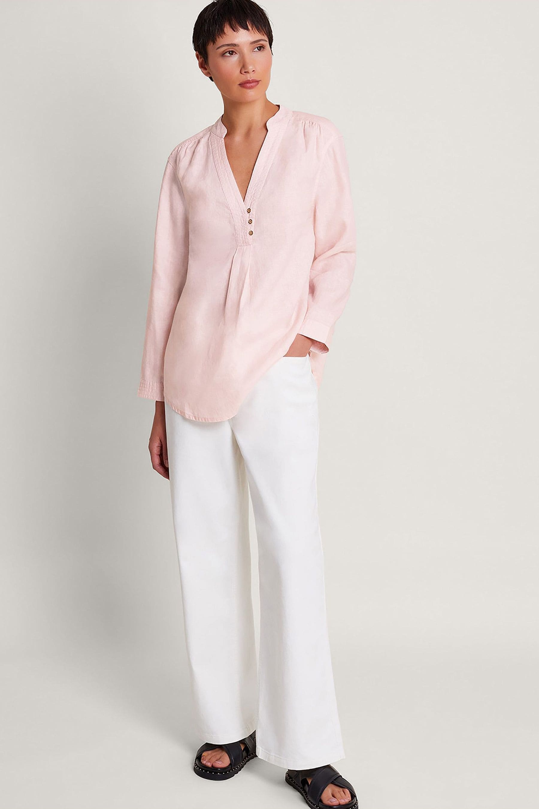 Buy Monsoon Pink India Linen Shirt from Next United Arab Emirates
