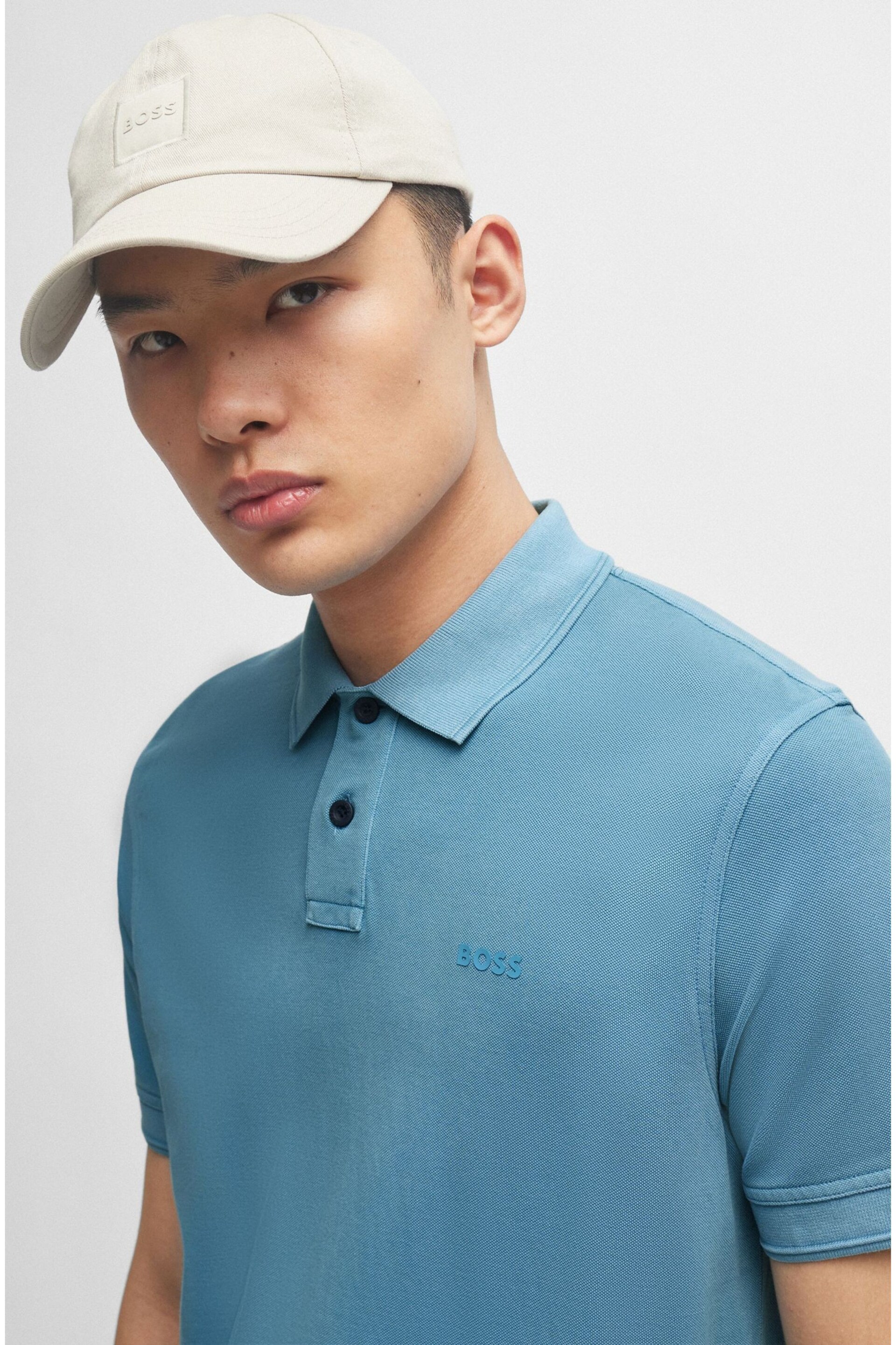 BOSS Sky Blue Cotton Pique Polo Shirt - Image 4 of 5