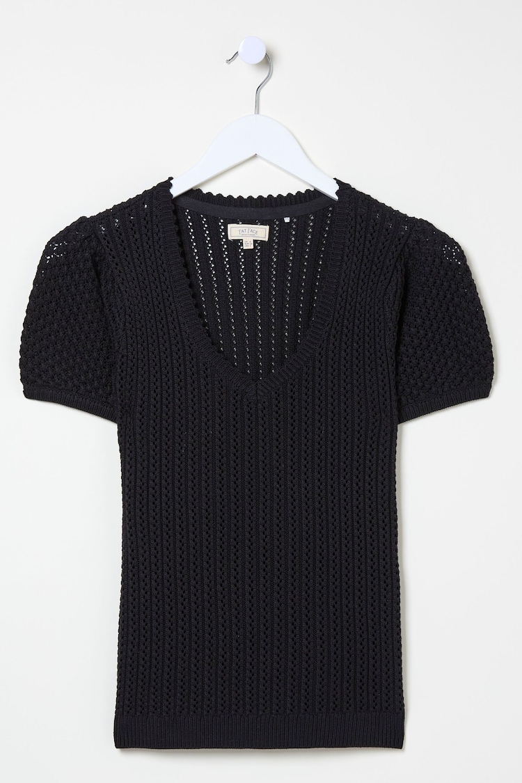 FatFace Ava Black Stitch Knit T-Shirt - Image 5 of 5