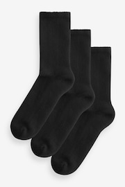 Black Cushion Sole Ribbed Sport Ankle Socks 3 Pack With Arch Support - Image 1 of 5