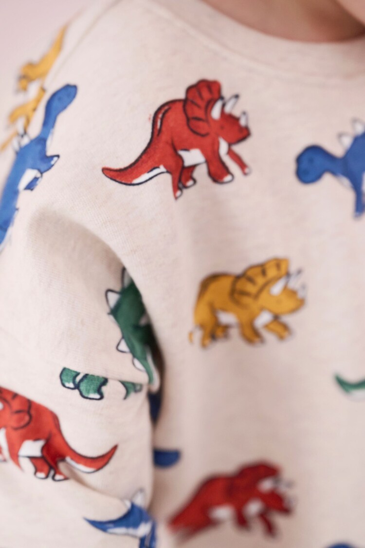 JoJo Maman Bébé Natural Dinosaur Printed Sweatshirt - Image 8 of 8