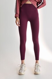 Wine Red Seamless Ribbed High Waist Leggings - Image 3 of 6