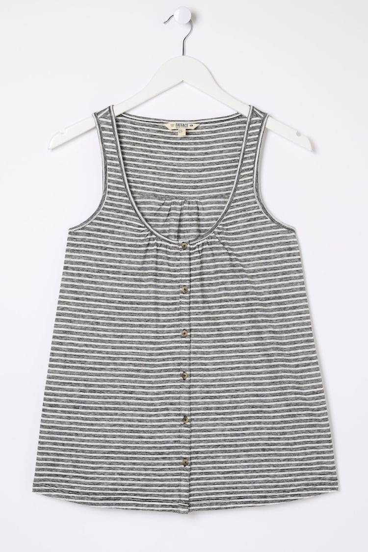 FatFace Flora Black Cotton Linen Stripe Vest - Image 5 of 5