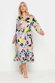 Yours Curve White LIMITED COLLECTION Floral Print Textured Wrap Dress - Image 1 of 6