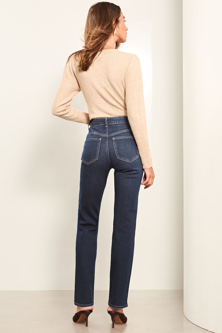 Lipsy Dark Wash Blue Petite High Waist Straight Leg Jeans - Image 4 of 4