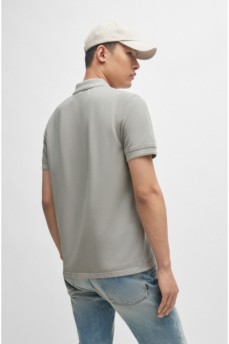 BOSS Grey 100% Cotton Pique Polo Shirt - Image 2 of 5