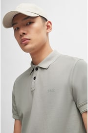 BOSS Grey Cotton Pique Polo Shirt - Image 4 of 5