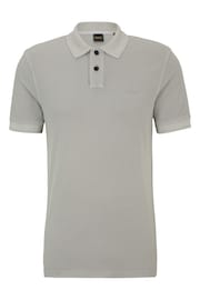BOSS Grey Cotton Pique Polo Shirt - Image 5 of 5