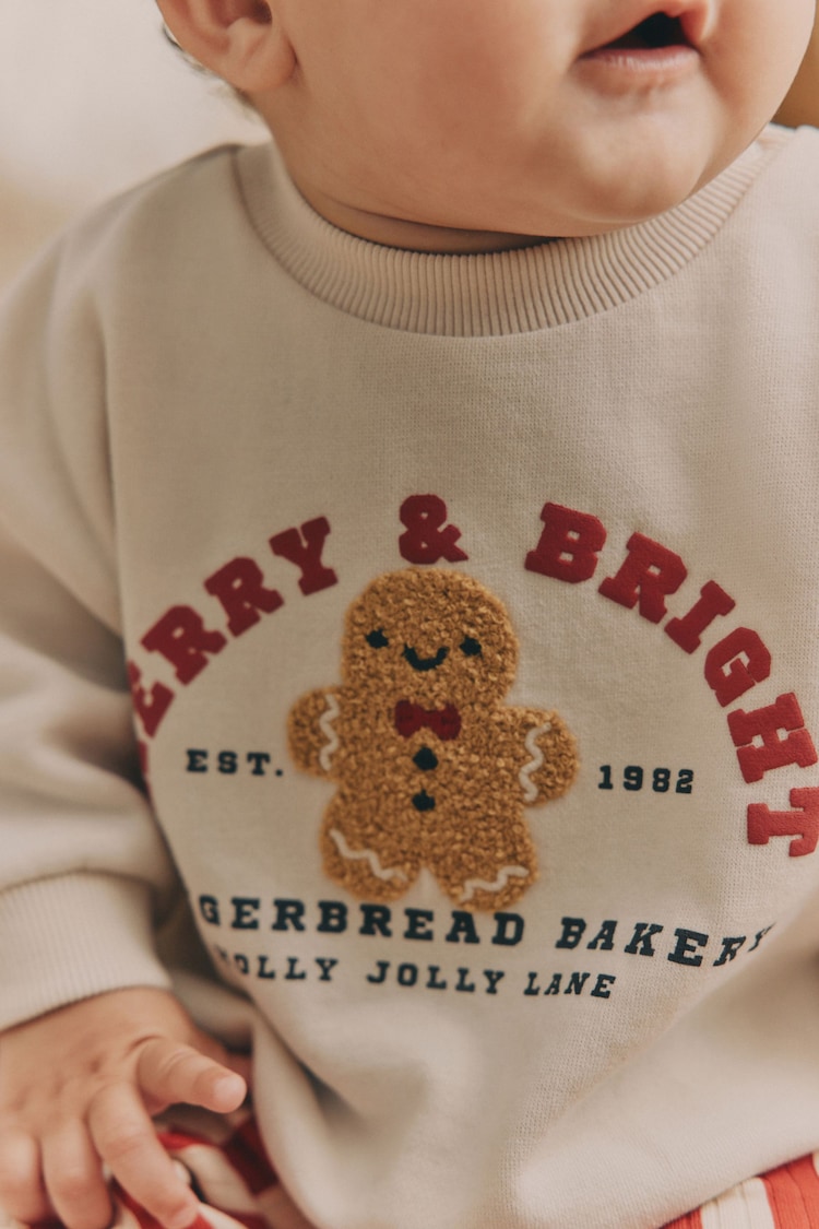 Neutral Gingerbread Baby Christmas Cost Sweatshirt and Joggers Set (0mths-2yrs) - Image 4 of 4