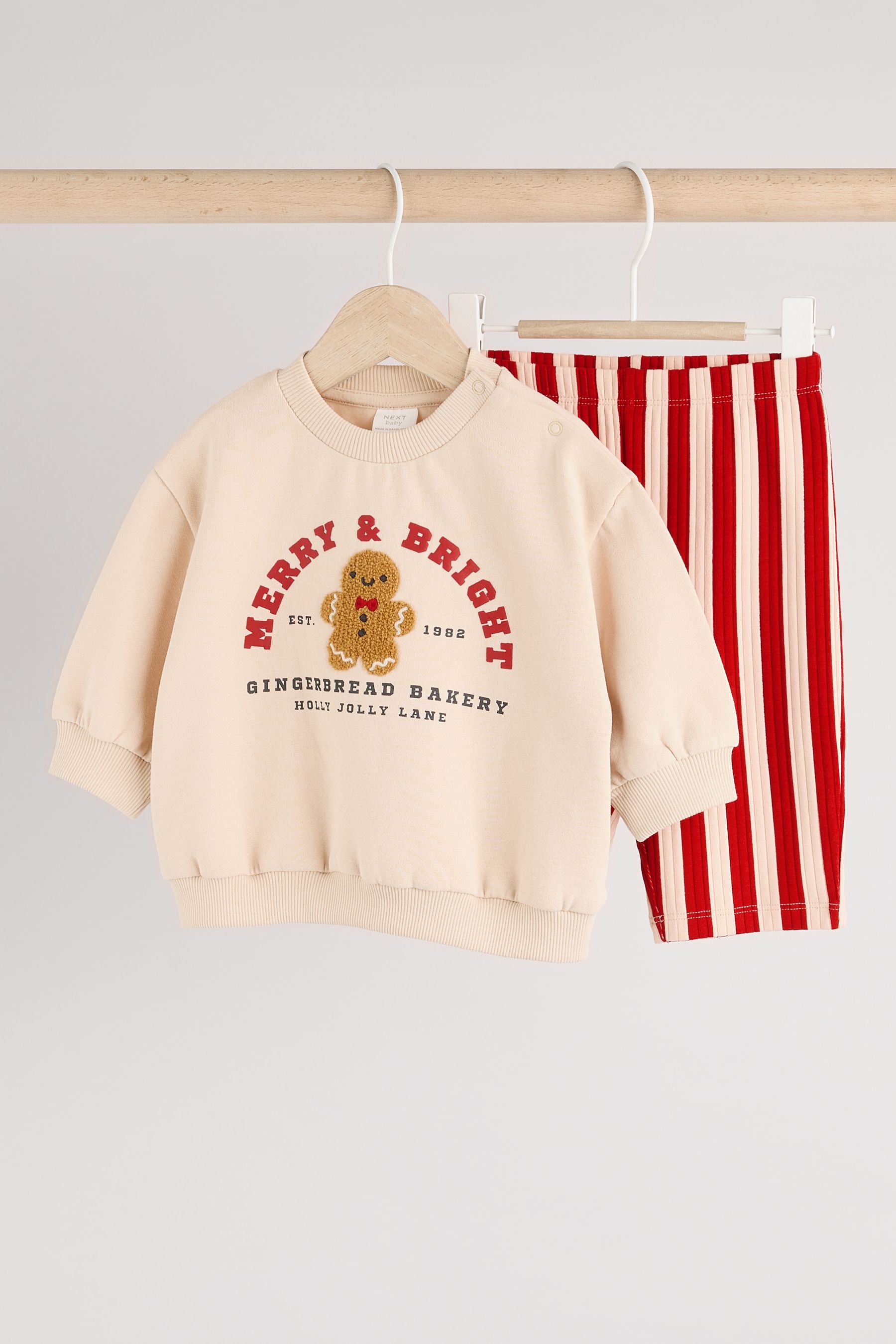Buy Neutral Gingerbread Baby Christmas Cosy Sweatshirt and Joggers Set 0mths 2yrs from Next Luxembourg