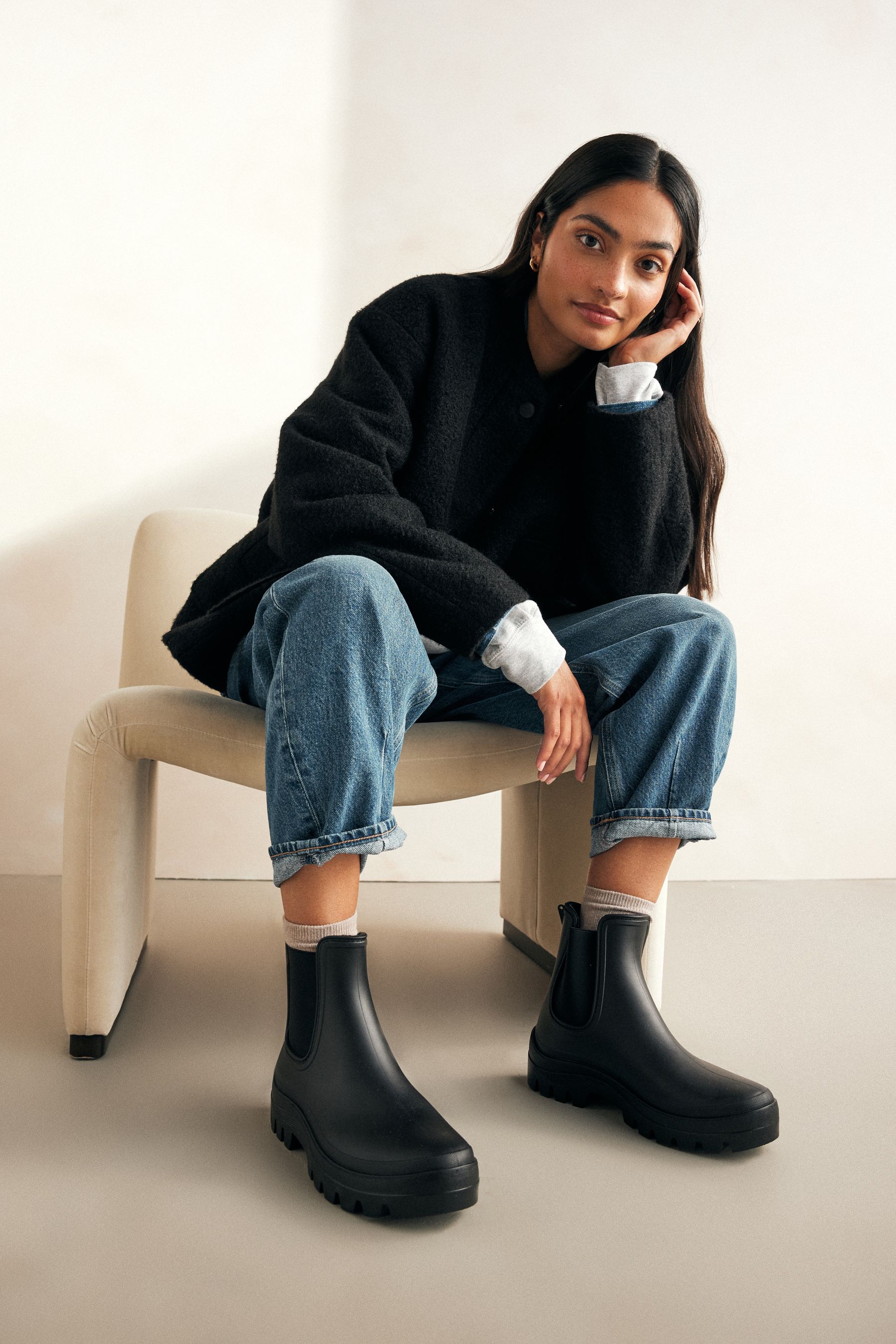 Buy Black Chelsea Faux Fur Lined Wellies from Next Slovakia