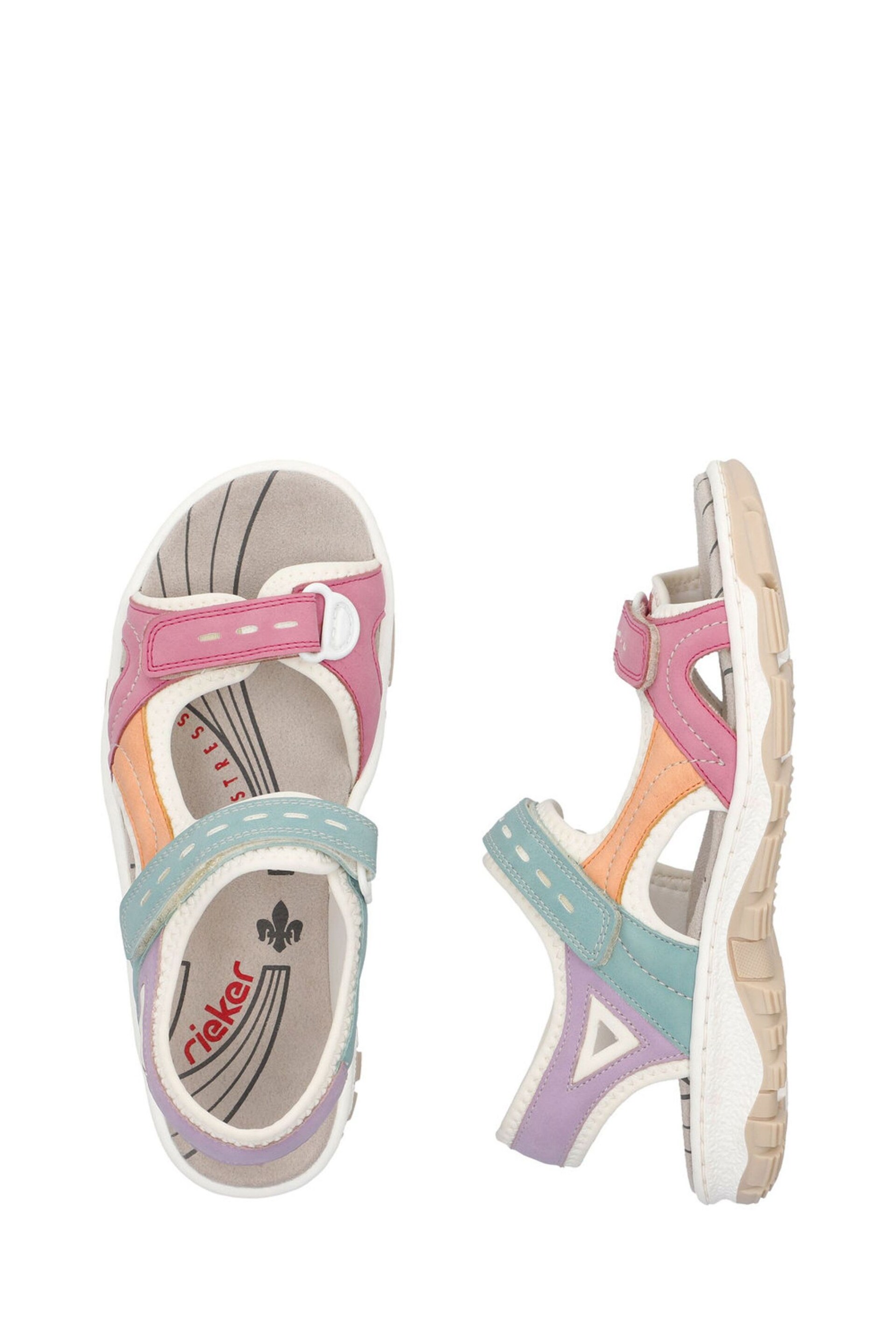 Rieker Womens Pink Bur Fastener Sandals - Image 7 of 10