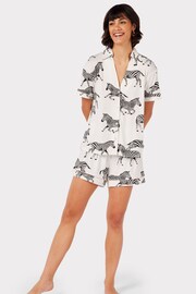 Chelsea Peers White Zebra Print V-neck Button Up Short Pyjama Set - Image 1 of 5