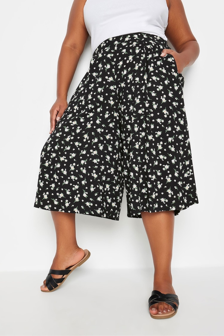 Yours Curve Black White Flat Front Culottes - Image 1 of 5