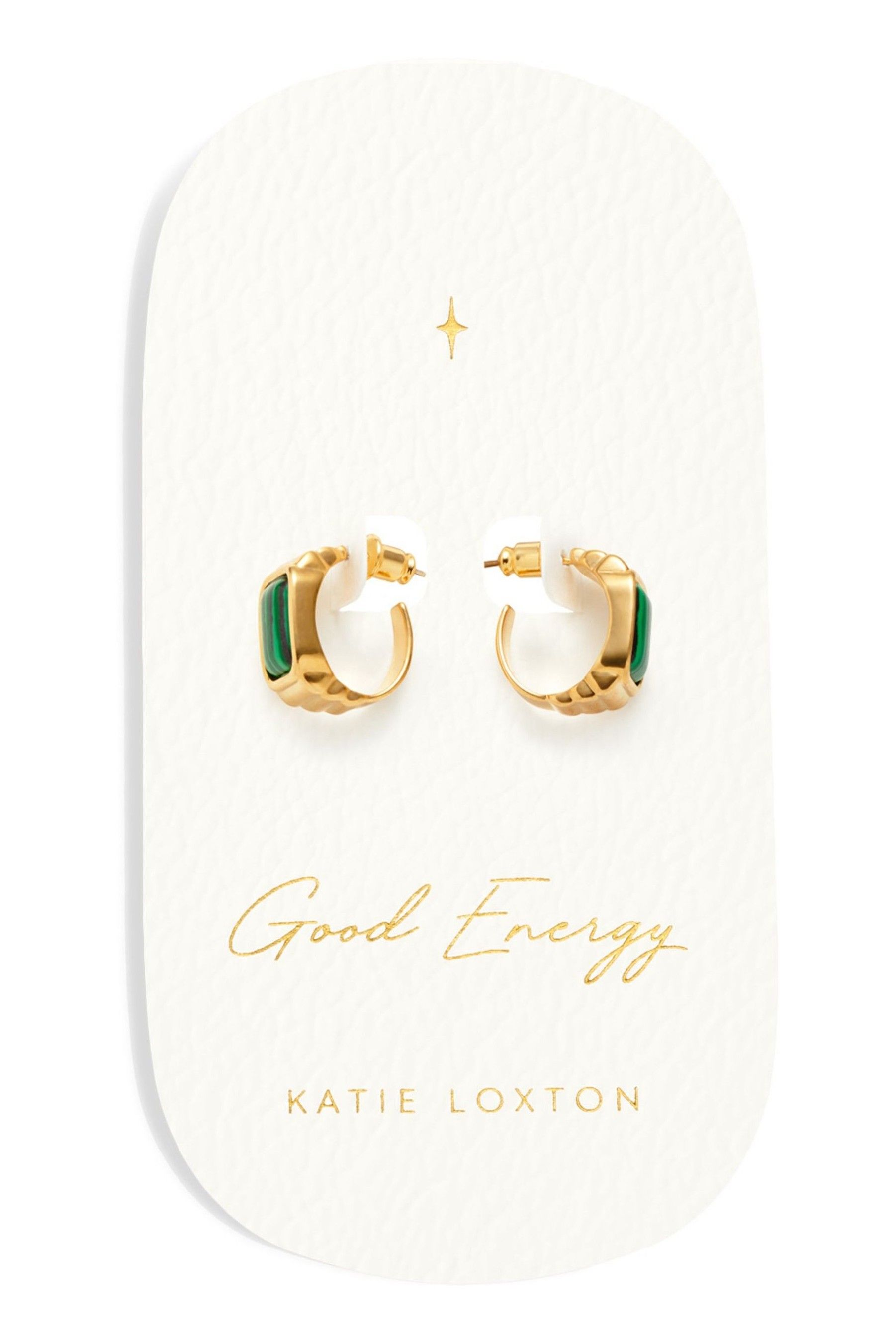 Buy Katie Loxton Gold Tone Good Energy Waterproof Malachite Earrings from Next Luxembourg