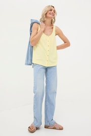 FatFace Flora Yellow Cotton Linen Vest - Image 2 of 4