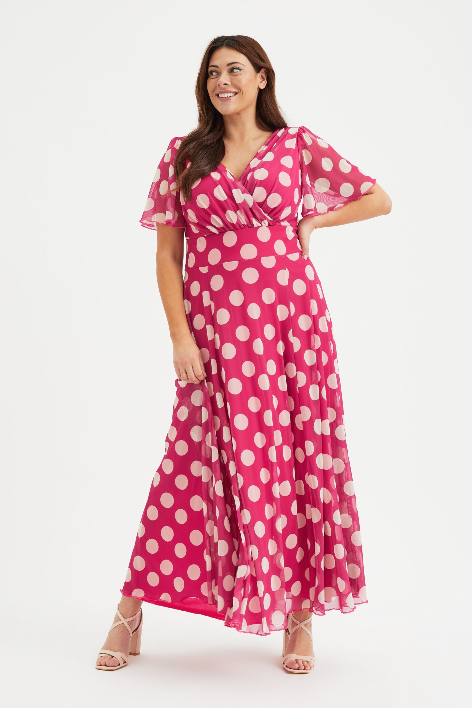 Scarlett & Jo Pink Isabelle Angel Sleeve Maxi Dress - Image 1 of 5