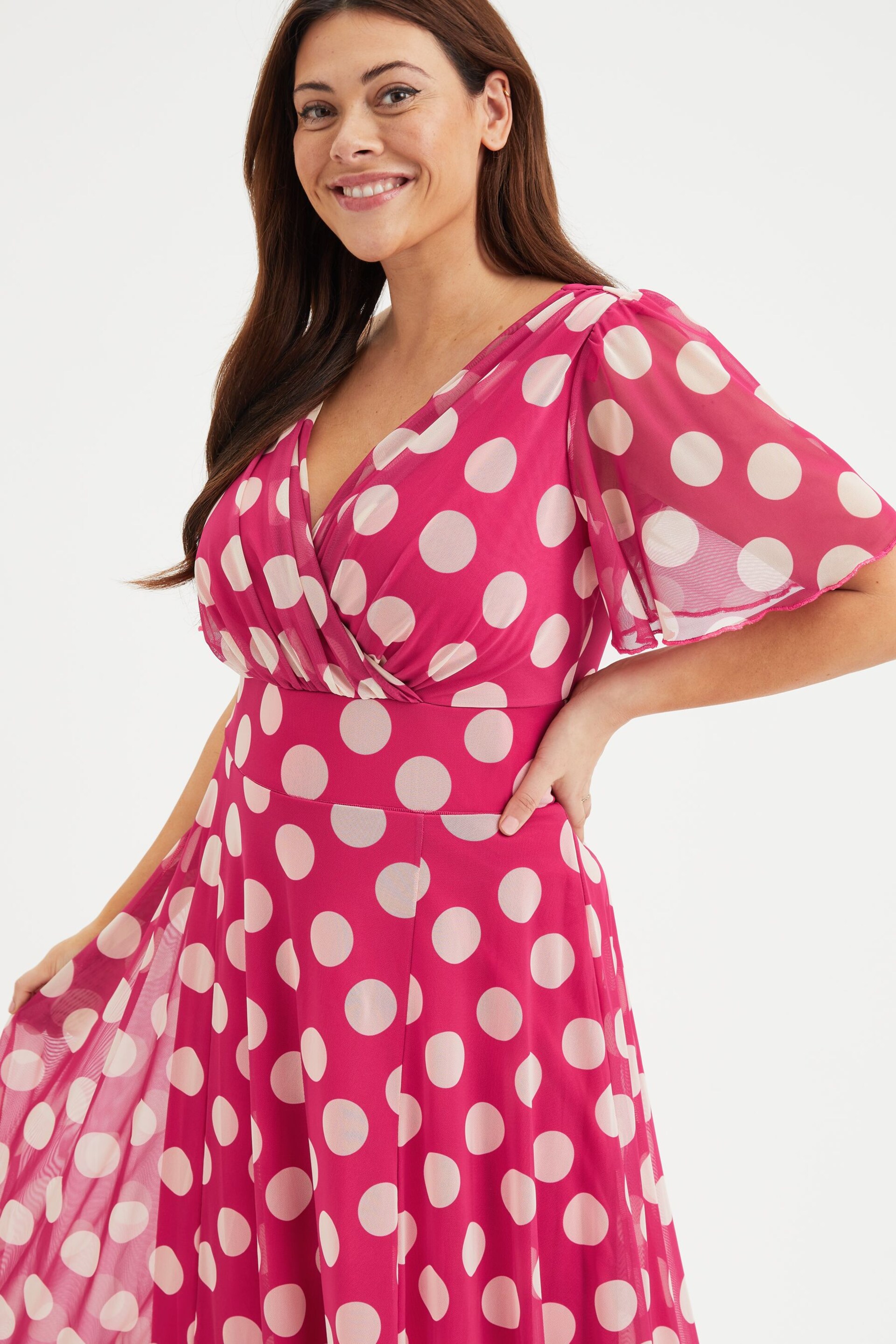 Scarlett & Jo Pink Isabelle Angel Sleeve Maxi Dress - Image 2 of 5